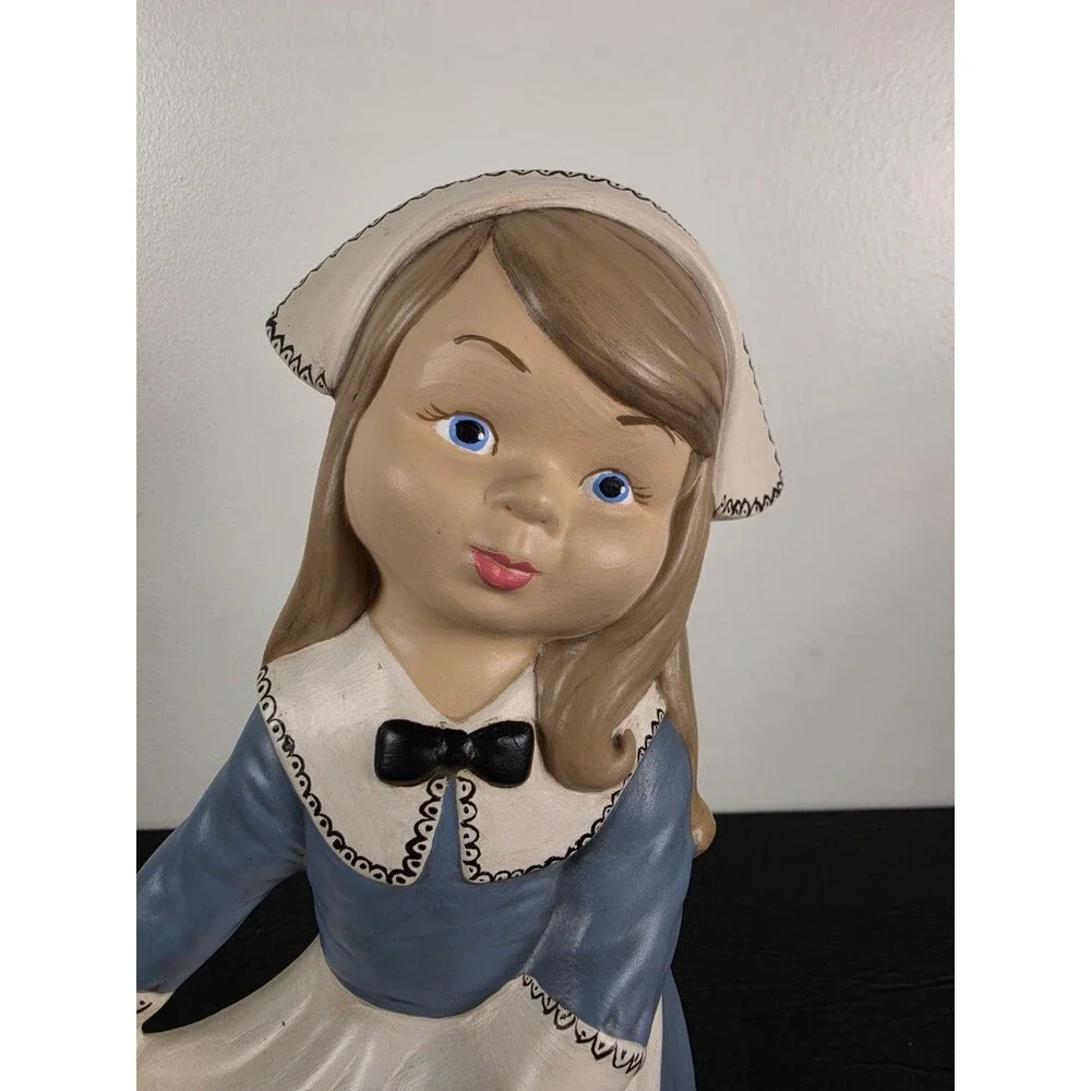 Antique 1960’s/70’s Hand Painted Pilgrim Woman, Very Rare Ceramic 7 Inches Tall